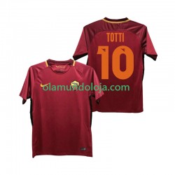 Camisola AS Roma Totti 10 2017-2018 Retro Homem Equipamento Primeiro Manga Curta